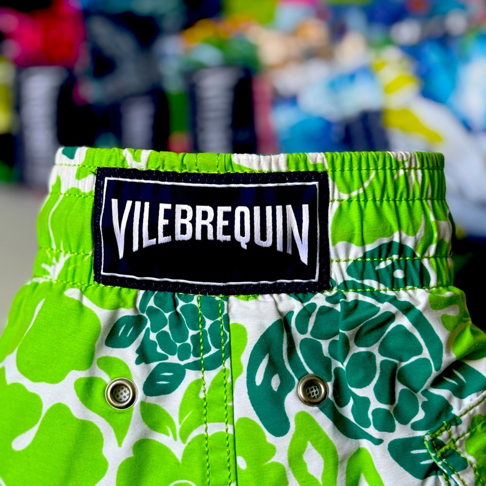 Vilebrequin Men’s Swim Shorts - Green Turtle Print
